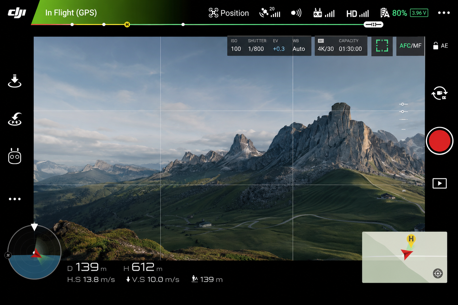 интерфейс приложения dji fly при активации