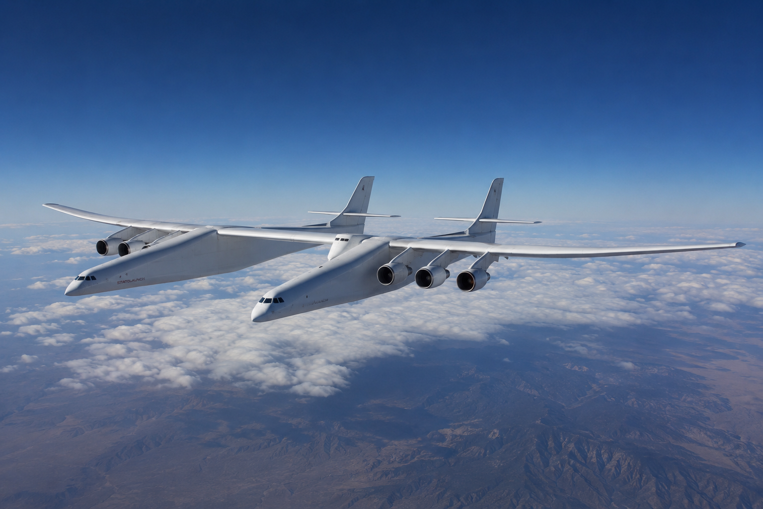 самолет Stratolaunch Roc в полете