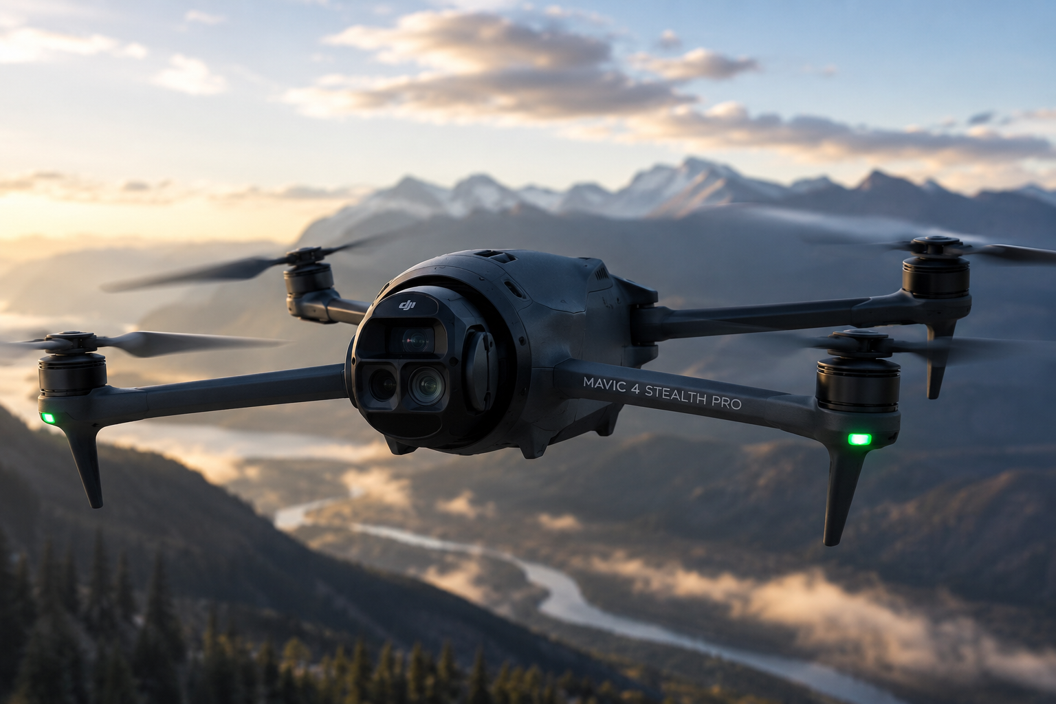 дрон DJI Mavic 4 Stealth Pro в работе