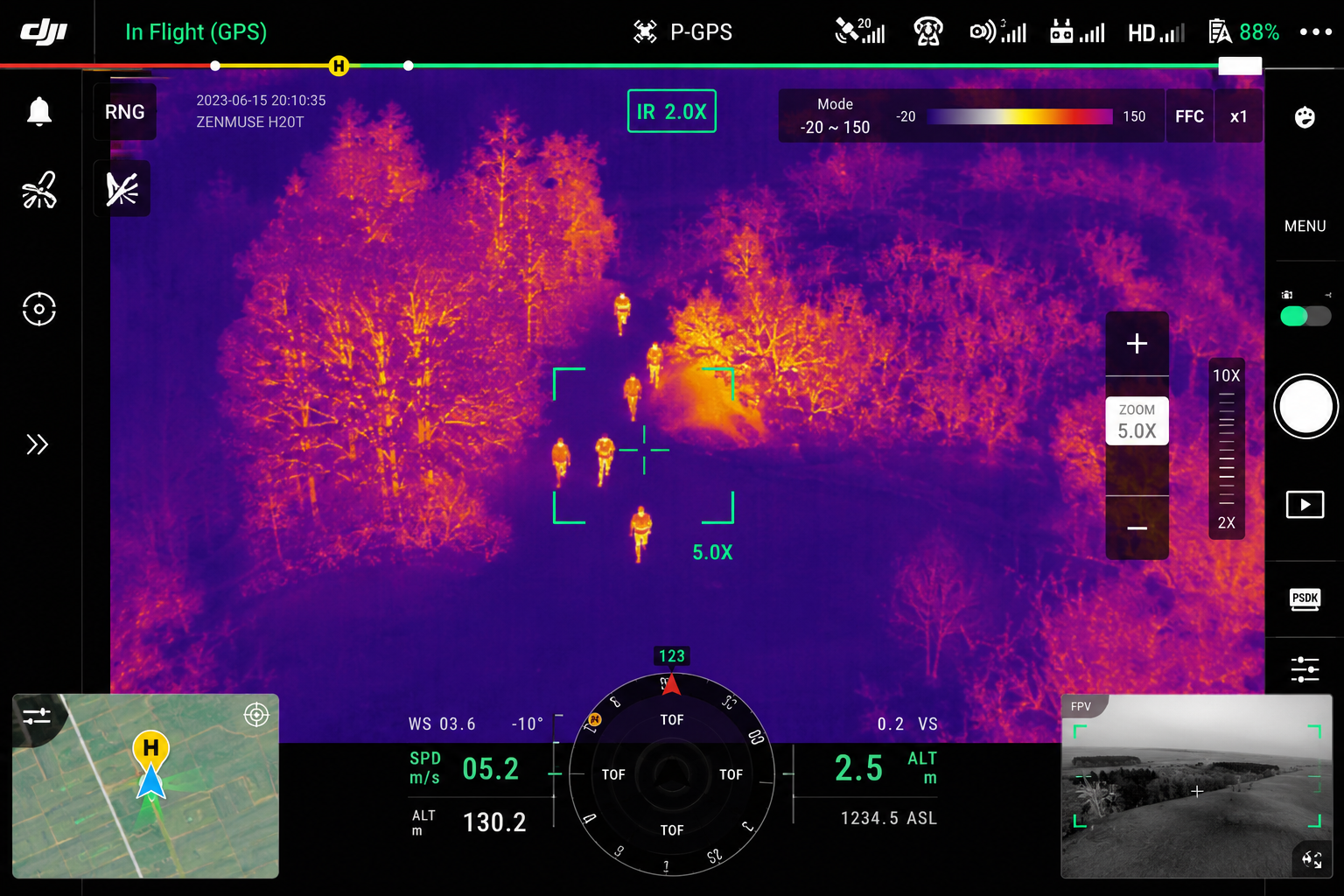 интерфейс тепловизора в DJI Pilot 2